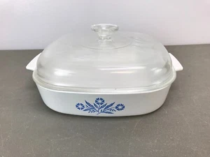 vintage A-10-B Corning Ware Blue Cornflower 10"x2" Casserole Dish with Glass Lid - Picture 1 of 8