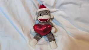 Sock Monkey Plush Toy With A Red Metallic Tone Heart Mty International Valentine - Picture 1 of 2