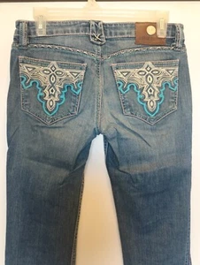 Damenjeans Medium Wash Boot Cut blau Größe 27 Schrittlänge 30 bestickte Taschen - Bild 1 von 20