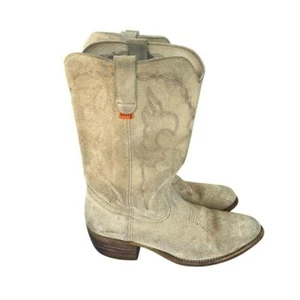 VTG Levi’s Orange Tab Suede Cowboy Western Boots Light Tan Sz 12 70s Distressed - Picture 1 of 15