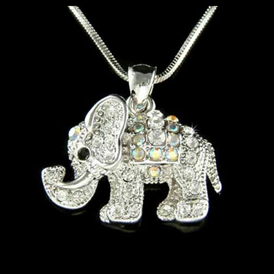 Sacra Elefante ~ IN Swarovski Cristallo Buona Fortuna Wish Collana Ciondolo - Immagine 1 di 2