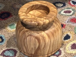 CONAN DOYLE WOODCRAFT HOLZ 3,5" RUNDER KERZENHALTER VOLKSKUNST ATEMBERAUBENDE MASERUNG LN - Bild 1 von 7