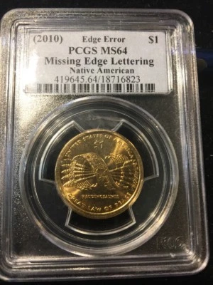 2010 Sacagawea dollar Missing Edge Lettering Pcgs Ms64 - Image 1 of 4
