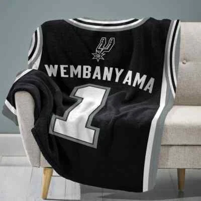 Sleep Squad San Antonio Spurs Victor Wembanyama 60” x 80” Plush Jersey Blanket - Image 1 of 4