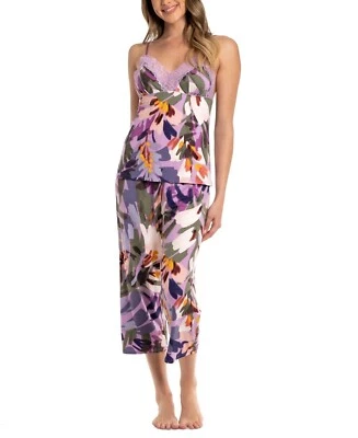 Linea Donatella Womens Cropped Knit 2 Pc Pajamas Set - Purple - Image 1 of 2