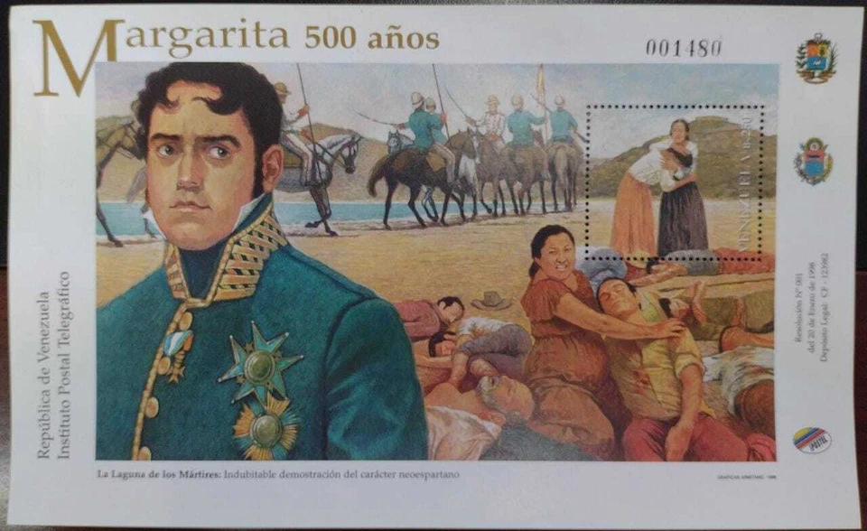 L) 1996 VENEZUELA, MARGARITA 500 YEARS OLD, CONQUER, PEOPLE, BATTLE, BEACH, HORS Foto 1 de 1