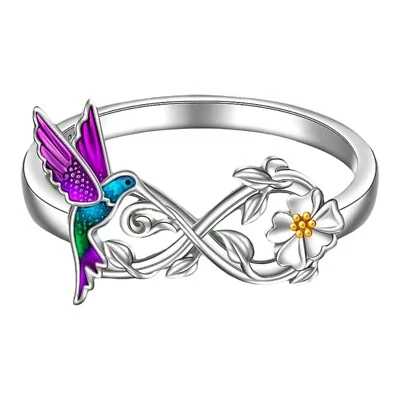 Anillo Colibrí Colorido Art Deco Talla 8 🛍️ Foto 1 de 4