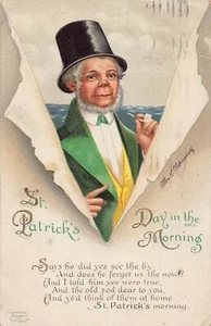 J79/ St. Patrick's Day Urlaub Postkarte c1910 Ellen Klatschsattel Herrenmütze 40 - Bild 1 von 4