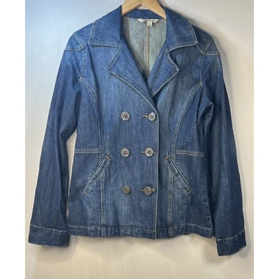 CAbi Jeans Denim Dark Wash Jean Jacket Double Breasted Size Medium style 518 - Image 1 of 4