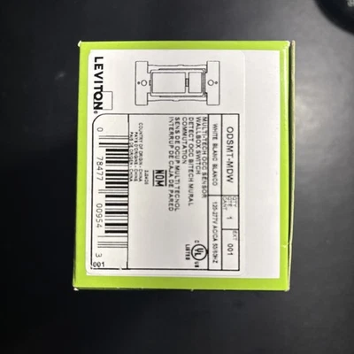 LEVITON ODSMT-MDW, Sensor Smart Wallbox, Multi-Tech, 120-277VAC Blanco Foto 1 de 3