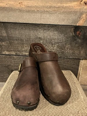 Zuecos de plataforma gruesos con tacón de madera tachonado caramelos Y2k vintage años 90 boho 7,5 Foto 1 de 4