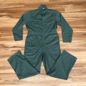 JC Penney Big Mac Coveralls Size 44 Long Mechanic OD Green Jumpsuit USA - Picture 1 of 17