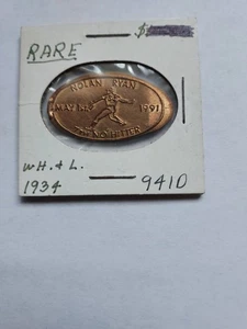 RARE Nolan Ryan Elongated 1934 penny- 7th No Hitter- May 1st, 1991 - Picture 1 of 3