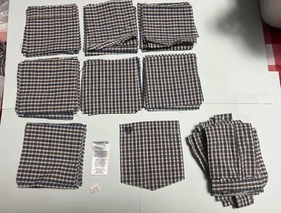 4”x4” Plaid Blue Brown White Cotton Polyester Quilt Squares 103 Pieces - Image 1 of 4