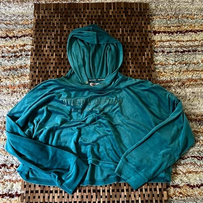 Sudadera con capucha corta de terciopelo verde Juicy Couture para mujer talla grande L Foto 1 de 3