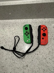 Nintendo Switch Joy-Cons Neon Red and Green + Wrist Straps - Small Drift - Picture 1 of 7