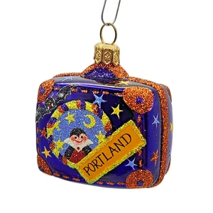 Patricia Breen Miniatura Valise Halloween Viola Pipistrelli Decorazione Albero di Natale - Foto 1 di 8