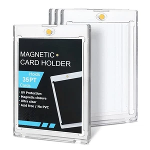 10-50x Magnetic Card Holders Cases 35pt Baseball Cards Protectors Fit For Sports - Foto 1 di 18