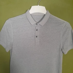 AllSaints Short Sleeved Grey Polo T Shirt Size XS Designer Logo - Picture 1 of 9