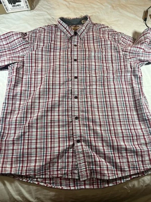 Red Head Brand Co Men Short Sleeve Button Up Shirt 2XL Red Gray Plaid - Image 1 of 4