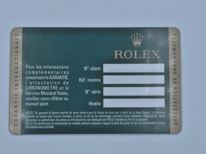 Rolex Warranty Card Only - for any model Original Authentic - Picture 1 of 2