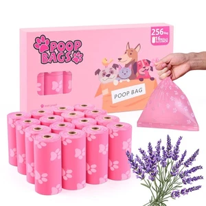Poop Bags Rolls 256 Count - 9x13 Inches Pink Thickened Leakproof - Picture 1 of 5