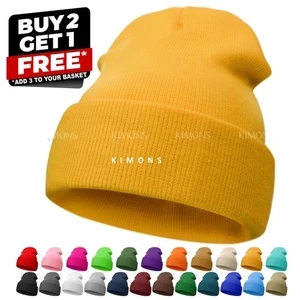 Puño Gorro Tejido Liso Invierno Gorra Slouchy Skully Esquí Cálido Hombres Mujeres Sólido CF - Imagen 1 de 31