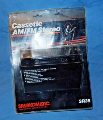 Radio estéreo AM-FM cassette Sparkomatic SR35A de colección - nunca usada - stock antiguo Foto 1 de 4