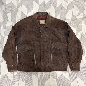 Vintage Levi's Western Wear Brown Suede Jacket XL Aztec Lined Bomber - Picture 1 of 9