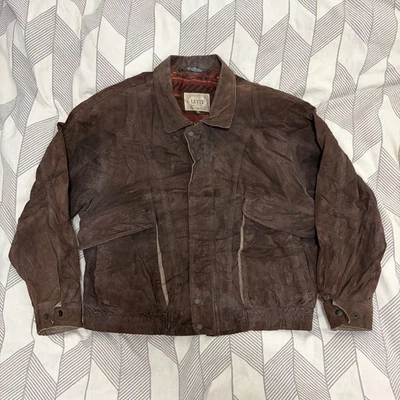 Vintage Levi's Western Wear Brown Suede Jacket XL Aztec Lined Bomber - Image 1 of 4