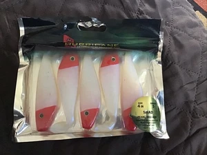 Hurricane Shad, 4”, perla/cabeza roja, cantidad de 5, nuevo - Imagen 1 de 2