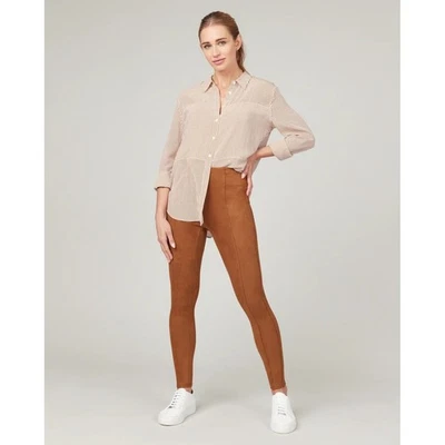 Spanx Faux Suede Leggings Rich Caramel High Waist Pull On Pants Size Small - Image 1 of 4
