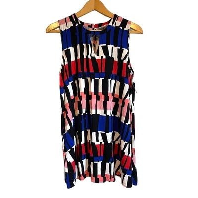 Mini vestido Jack by BB Dakota Pauline sem mangas vermelho azul leve tamanho G - Imagem 1 de 4