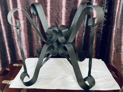 Vintage 19” Wrought Iron Base Only Accent End Table Twist Scroll Indoor/Outdoor - Image 1 of 4