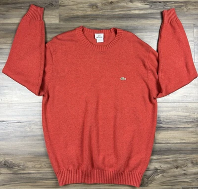Auténtico Suéter Pullover Cuello Redondo Tejido Lana Algodón Óxido Lacoste Talla Pequeña Foto 1 de 4