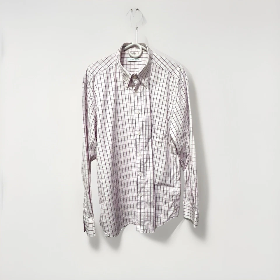 Camisa de hombre tallada con botones a cuadros a cuadros manga larga algodón EU 52 US L  Foto 1 de 4