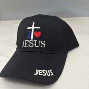 I Love Jesus Embroidered Baseball Cap Adjustable Dark Black - Picture 1 of 5