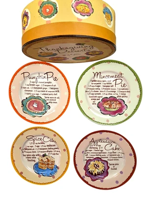 Platos de postre vintage estilo años 50 Rosanna Acción de Gracias 2002-2006 en caja de sombreros Foto 1 de 4