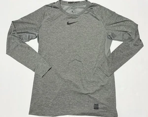 Nike Pro Dri Fit Womens Long Sleeve Gray Athletic Top With Mesh Size Large - Picture 1 of 5