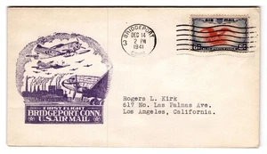 Bridgeport Conn. Primer Vuelo Correo Aéreo de Estados Unidos 1941 Evento Cubierta Aviación - Imagen 1 de 2