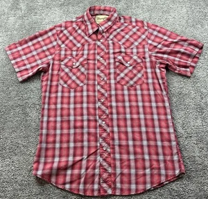 Wrangler Hemd Herren Medium rot kariert Western Pearl Snap Kurzarm Cowboy - Bild 1 von 15
