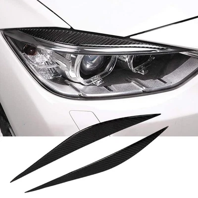 PARA BMW SERIE 3 2013-2019 NEGRO BRILLANTE FARO PÁRPADO CUBIERTA CEJAS NEGRO 2X Foto 1 de 4