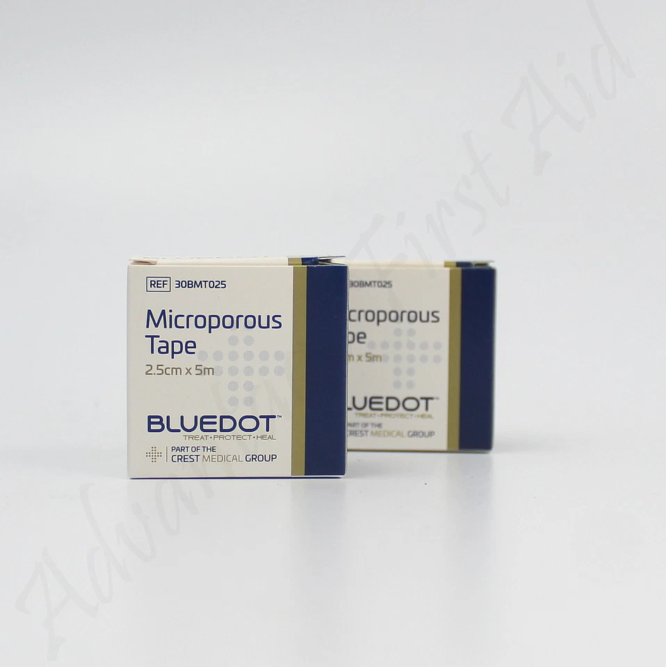 BLUE DOT BY CREST MEDICAL Microporous Surgical Paper Tape. Size 1.25 & 2.5cm. First Aid Medical Tape BOXED