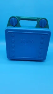 Vintage IGLOO Kool Kit Hard Plastic Blue/Green Lunch Box - Picture 1 of 7