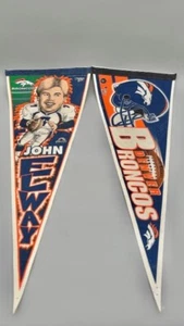 Mixed lot 2 Vintage John Elway and Denver Broncos helmet logo WinCraft Pennants - Picture 1 of 16