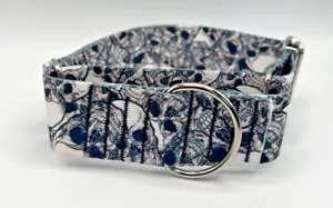 1.5" Wide Martingale Adjustable Dog Collar - Spooky Skulls Halloween Collar USA - Picture 1 of 5