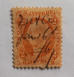 N19: United States (USA) Revenue: 1862-72, 2c. Bank Chq. with Pen Canc. Nice! - Picture 1 of 7