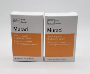 2x Murad Vita -C Glycolic Brightening Serum 0.17 fl oz/ 5 mL (each) Travel Size - Picture 1 of 4