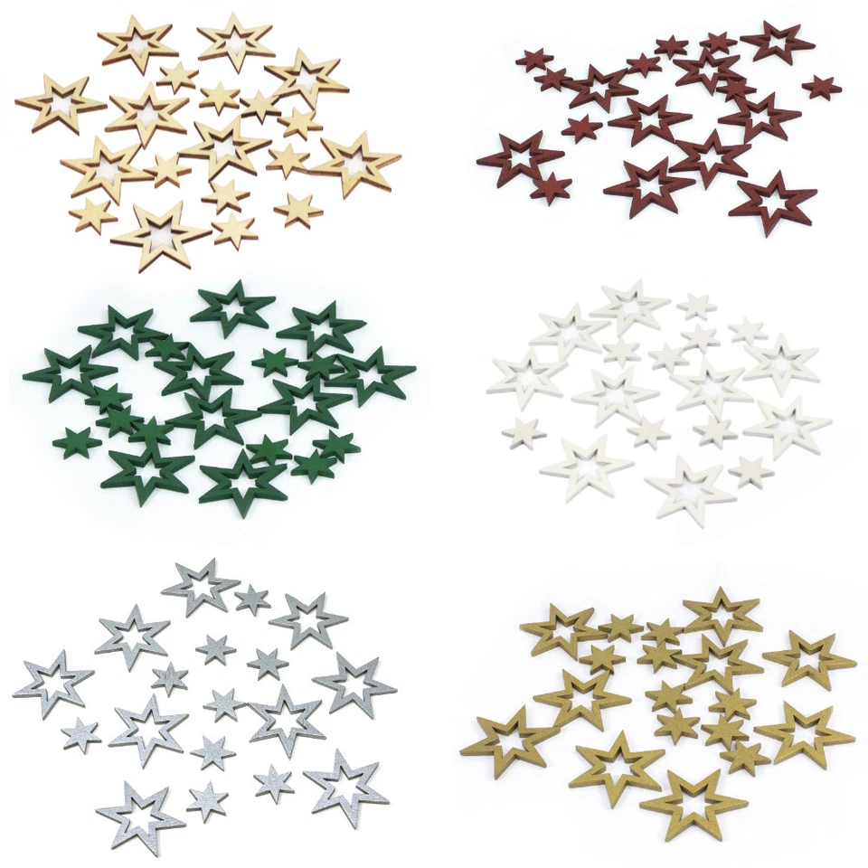 18 Holz Sterne Holzdeko Weihnachtsdeko Tischdeko Weihnachten Echtholz - wählbar - Bild 1 von 1