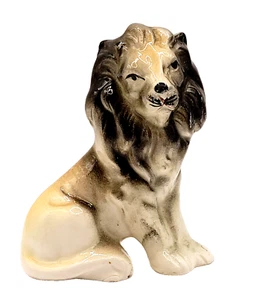 Estatuilla de león macho sentado de porcelana pintada a mano vintage años 50 Japón 3,5 pulgadas - Imagen 1 de 11
